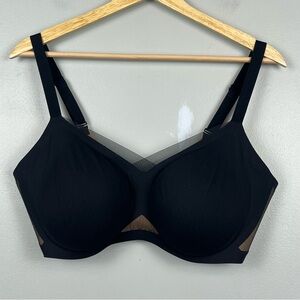 Honeylove Liftwear Crossover black wireless mesh inset bra, 1X 40C/D.